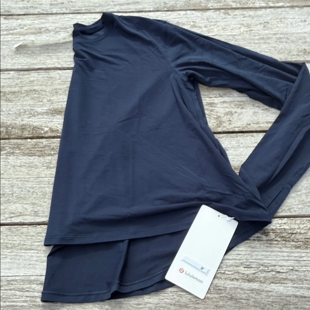 Lululemon Modal Relaxed-Fit Lounge Long-Sleeve Shirt True Navy blue size 10 NWT - Picture 1 of 6